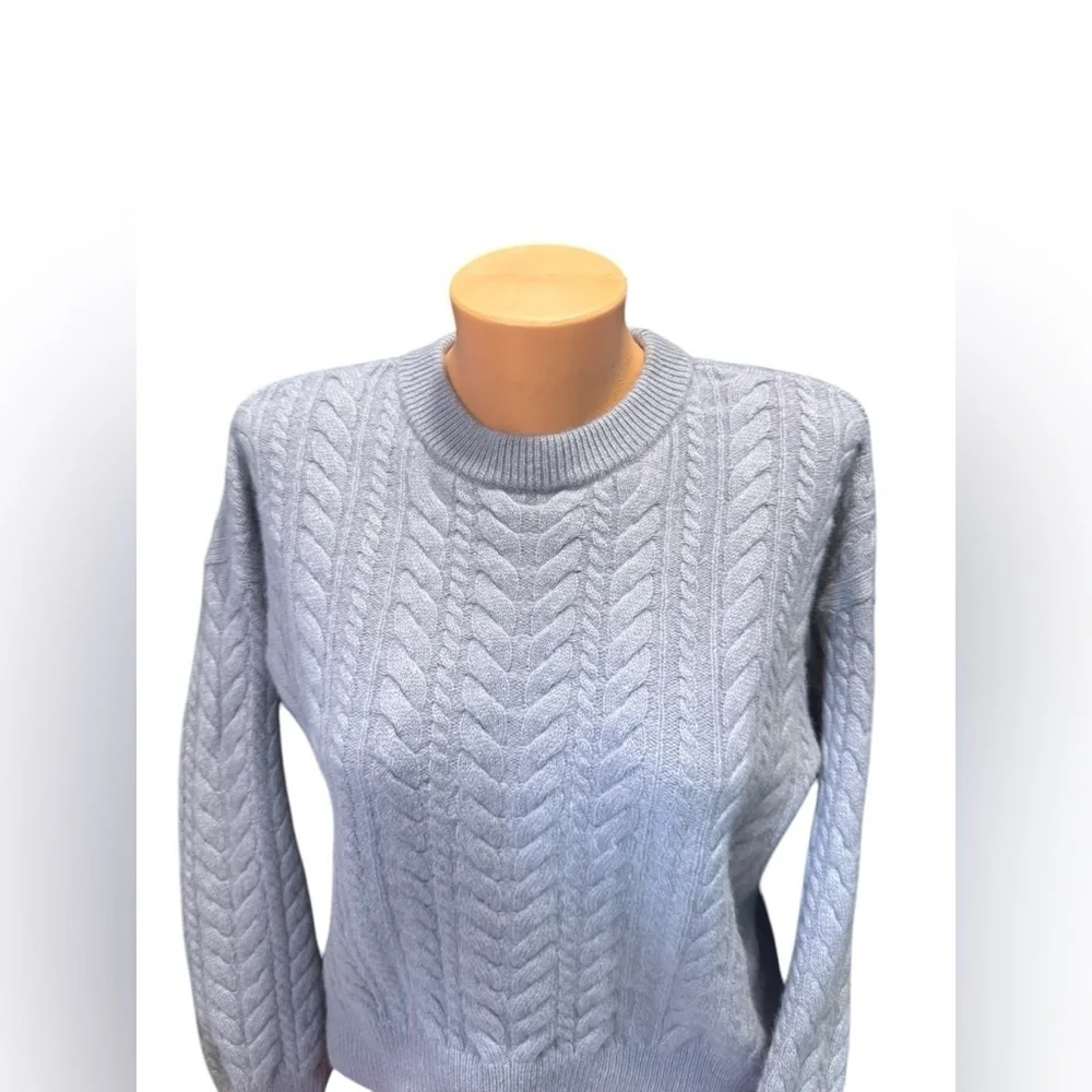 Sweaty Betty Women's Cable Cashmere Wool Blend Sweater Size Large Lavender Gray